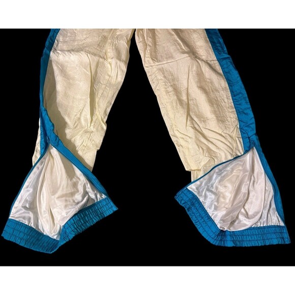 Vtg 90s Y2k sportswear Nylon Blue Track Sweatpants Color block white blue S - Picture 13 of 13